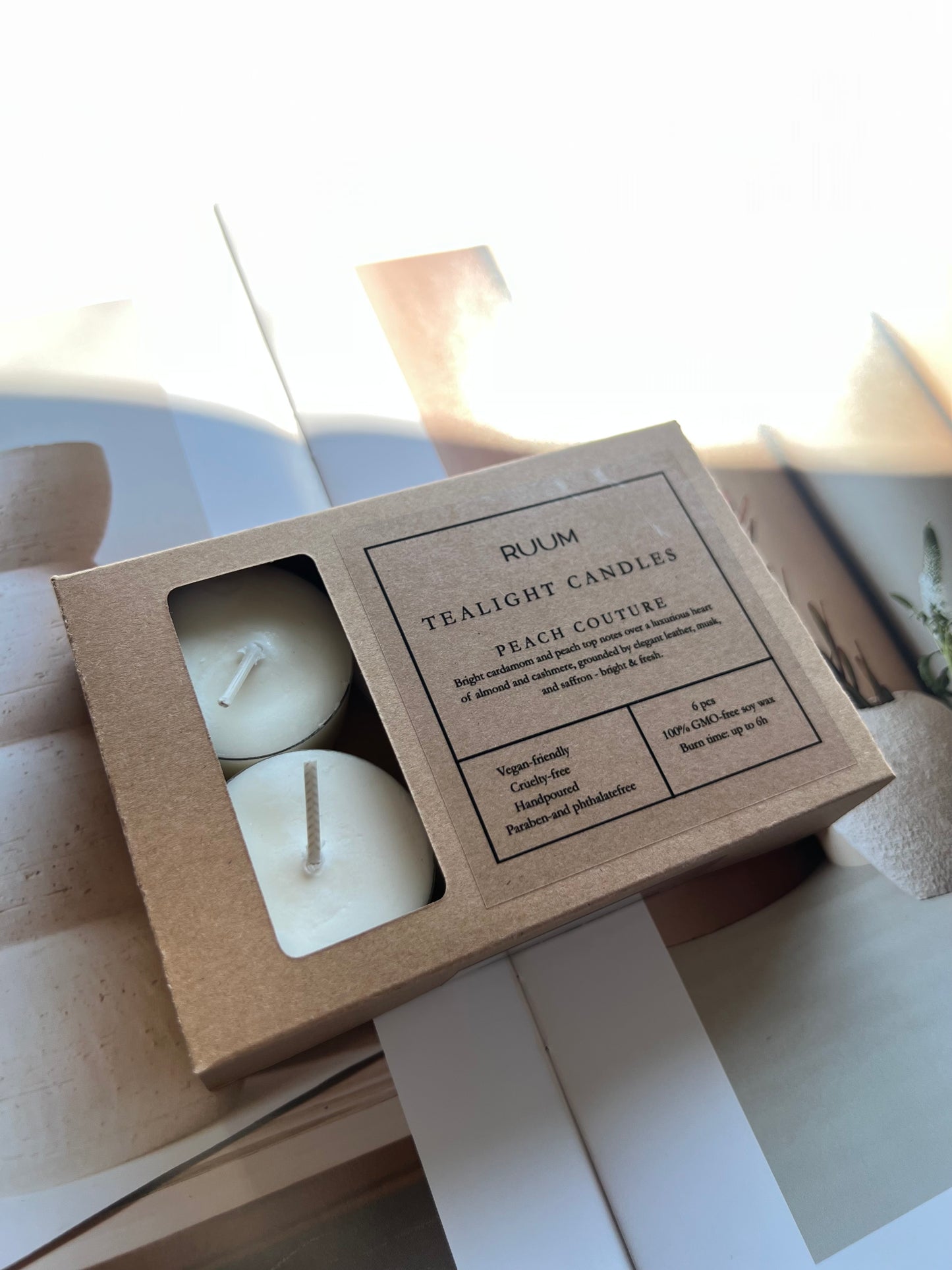 Peach Couture Teeküünlad 6-pakk