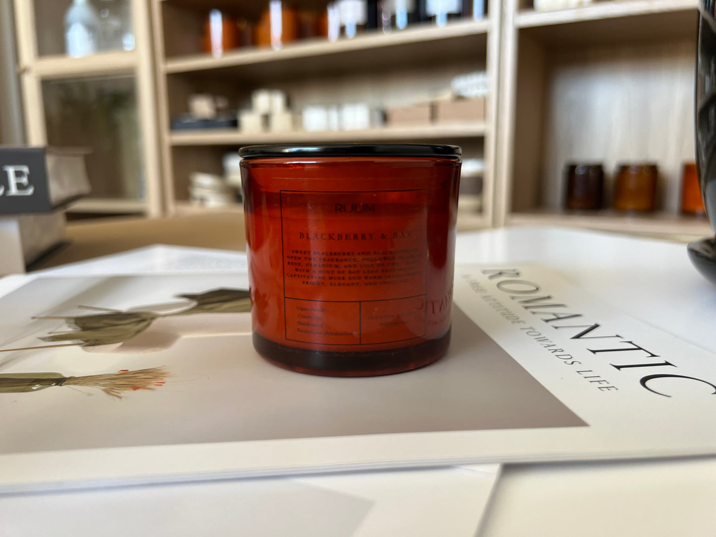Handmade, Veganfriendly Soy Wax Scented RUUM Candle Blackberry & Bay 